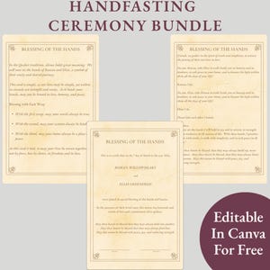 Blessing of the Hands Bundle Pagan Wedding Marriage Ceremony Keepsake Quaker Ritual Handfasting Vow Renewal Editable Canva Digital Template