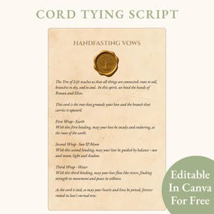 Tree of Life Handfasting Cord Tying Script Pagan Wedding Spiritual Ceremony Marriage Keepsake Wiccan Ritual Vow Renewal Editable Canva Print
