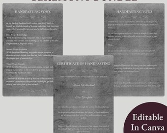 Paquete de ceremonia de matrimonio pagano de la Academia Gótica Oscura, recuerdo, ritual de matrimonio de brujas, plantilla imprimible y editable de Canva (PDF digital)