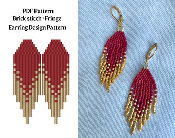 Bead Pattern for Brick Stitch Beaded Earrings | Bead Weaving Earrings Pattern | Instant Download PDF