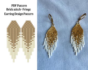 Bead Pattern for Brick Stitch Beaded Earrings | Bead Weaving Earrings Pattern | Instant Download PDF