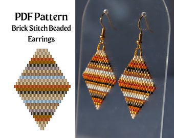 Bead Pattern for Brick Stitch Beaded Earrings | Bead Weaving Earrings Pattern | Instant Download PDF