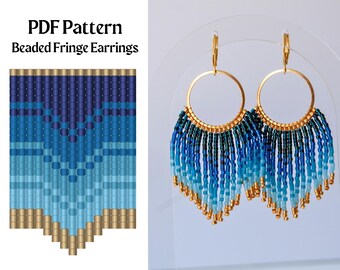 Bead Pattern for Brick Stitch Fringe Beaded Earrings | Bead Weaving Earrings Pattern | Instant Download PDF