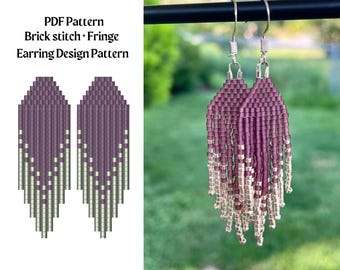 Bead Pattern for Brick Stitch Beaded Earrings | Bead Weaving Earrings Pattern | Instant Download PDF