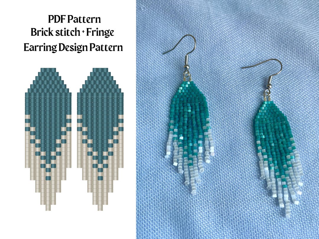 Bead Pattern for Brick Stitch Beaded Earrings | Bead Weaving Earrings ...