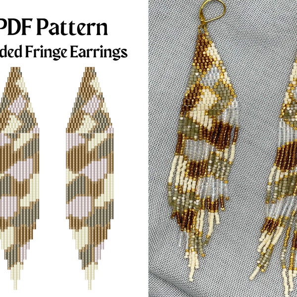 Bead Pattern for Brick Stitch Fringe Beaded Earrings | Bead Weaving Earrings Pattern | Instant Download PDF