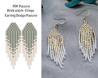 Bead Pattern for Brick Stitch Beaded Earrings | Bead Weaving Earrings Pattern | Instant Download PDF