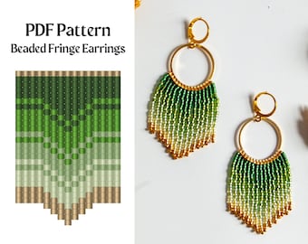 Bead Pattern for Brick Stitch Fringe Beaded Earrings | Bead Weaving Earrings Pattern | Instant Download PDF