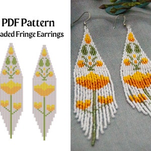 Bead Pattern for Brick Stitch Beaded Earrings | Bead Weaving Earrings Pattern | Instant Download PDF