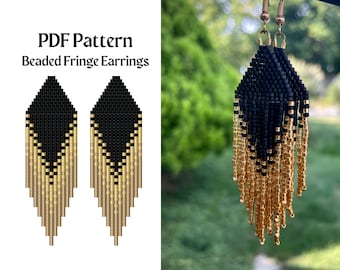 Bead Pattern for Brick Stitch Beaded Earrings | Bead Weaving Earrings Pattern | Instant Download PDF