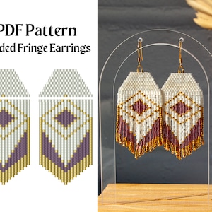 Bead Pattern for Brick Stitch Fringe Beaded Earrings | Bead Weaving Earrings Pattern | Instant Download PDF
