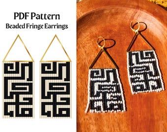 Bead Pattern for Brick Stitch Fringe Beaded Earrings | Bead Weaving Earrings Pattern | Instant Download PDF