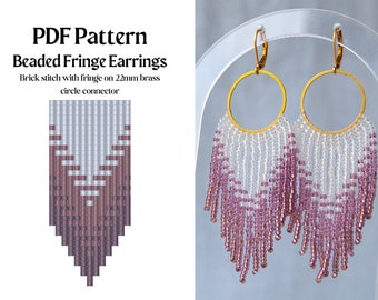 Bead Pattern for Brick Stitch Fringe Circle Beaded Earrings | Bead Weaving Earrings Pattern | Instant Download PDF