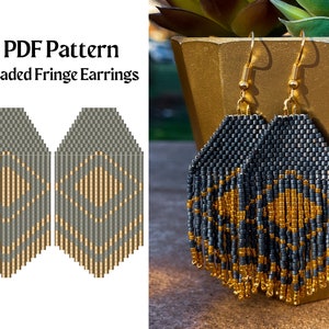 Bead Pattern for Brick Stitch Beaded Earrings | Bead Weaving Earrings Pattern | Instant Download PDF