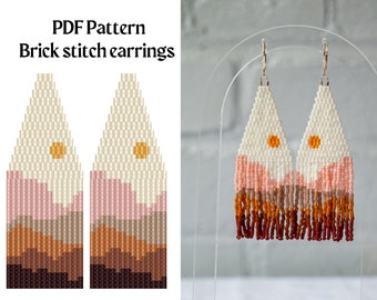 Bead Pattern for Brick Stitch Beaded Earrings | Bead Weaving Earrings Pattern | Instant Download PDF