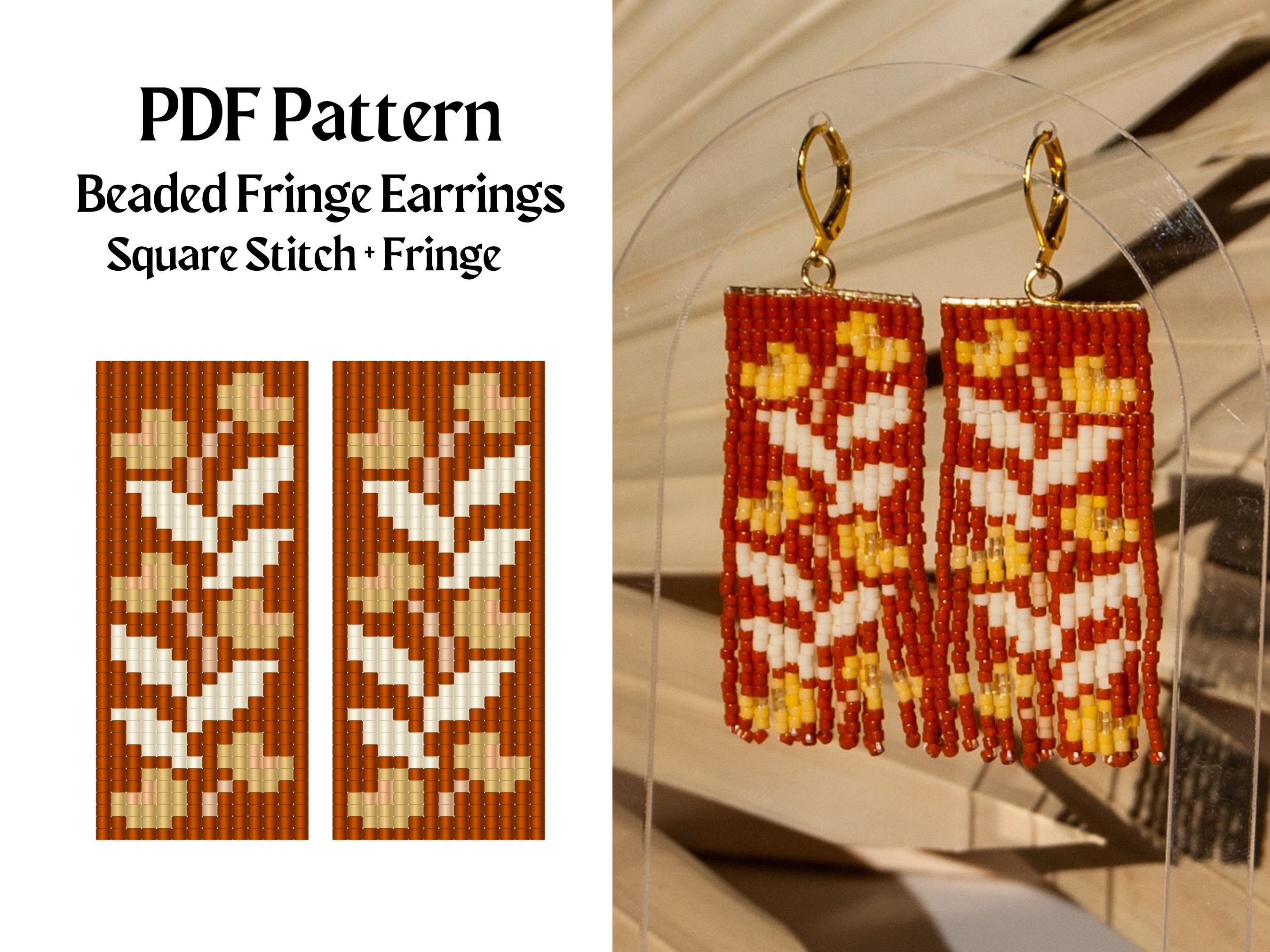 Bead Pattern for Square Stitch Fringe Beaded Earrings | Bead Weaving ...