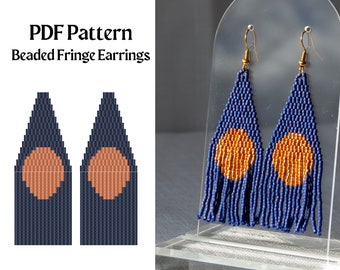Bead Pattern for Brick Stitch Fringe Beaded Earrings | Bead Weaving Earrings Pattern | Instant Download PDF