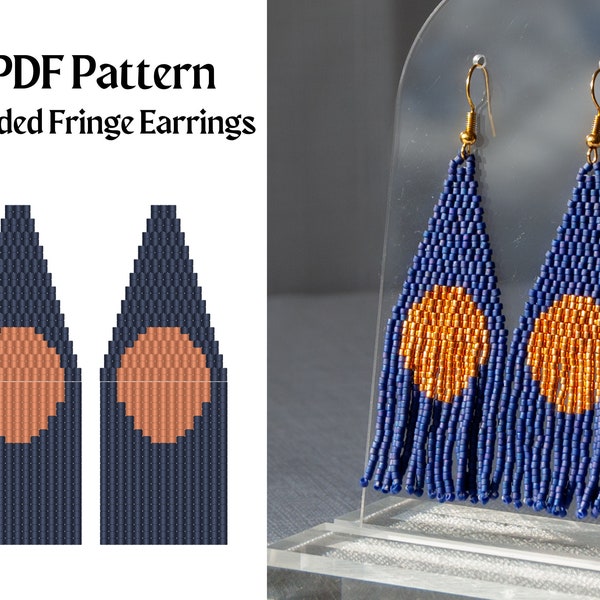 Bead Pattern for Brick Stitch Fringe Beaded Earrings | Bead Weaving Earrings Pattern | Instant Download PDF