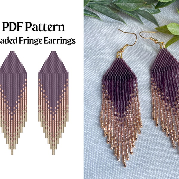 Bead Pattern for Brick Stitch Beaded Earrings | Bead Weaving Earrings Pattern | Instant Download PDF