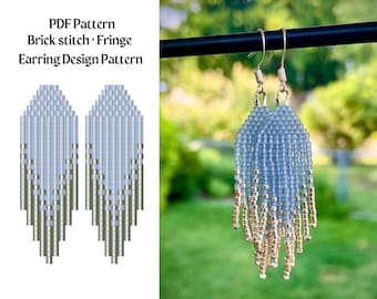 Bead Pattern for Brick Stitch Beaded Earrings | Bead Weaving Earrings Pattern | Instant Download PDF