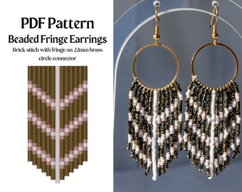 Bead Pattern for Brick Stitch Fringe Circle Beaded Earrings | Bead Weaving Earrings Pattern | Instant Download PDF