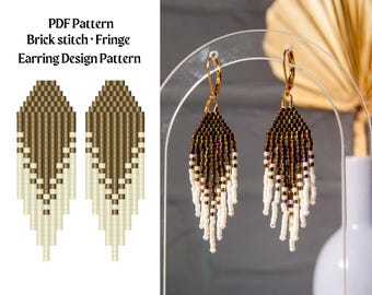 Bead Pattern for Brick Stitch Beaded Earrings | Bead Weaving Earrings Pattern | Instant Download PDF