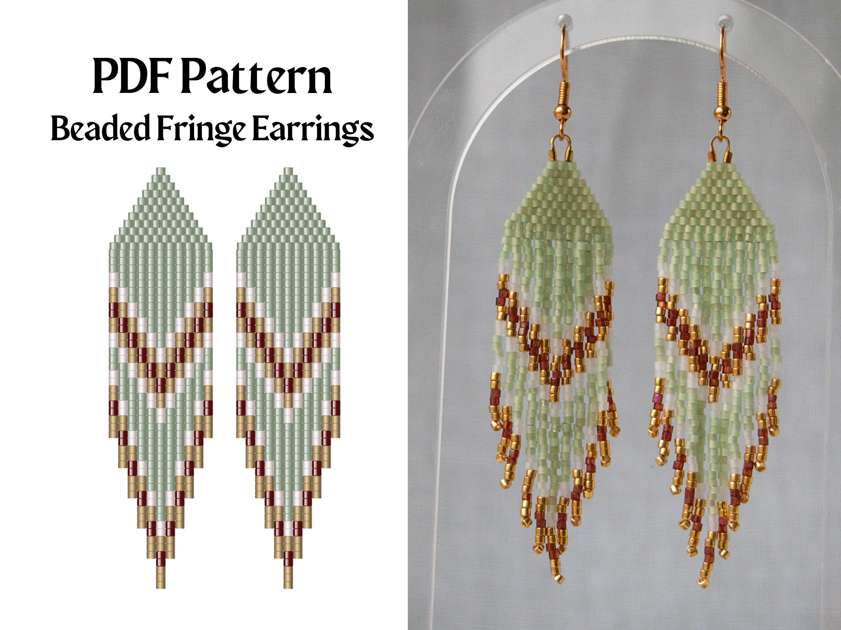 Bead Pattern for Brick Stitch Beaded Earrings | Bead Weaving Earrings ...