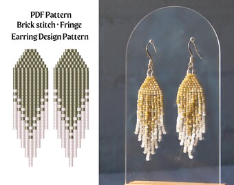 Bead Pattern for Brick Stitch Beaded Earrings | Bead Weaving Earrings Pattern | Instant Download PDF