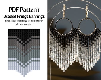 Bead Pattern for Brick Stitch Fringe Beaded Earrings | Bead Weaving Earrings Pattern | Instant Download PDF