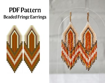 Bead Pattern for Brick Stitch Fringe Beaded Earrings | Bead Weaving Earrings Pattern | Instant Download PDF