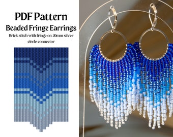 Bead Pattern for Brick Stitch Fringe Beaded Earrings | Bead Weaving Earrings Pattern | Instant Download PDF