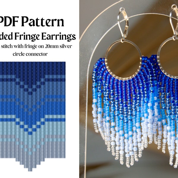 Bead Pattern for Brick Stitch Fringe Beaded Earrings | Bead Weaving Earrings Pattern | Instant Download PDF