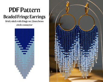 Bead Pattern for Brick Stitch Fringe Circle Beaded Earrings | Bead Weaving Earrings Pattern | Instant Download PDF