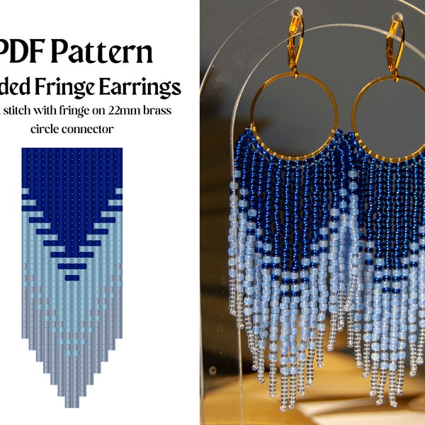 Bead Pattern for Brick Stitch Fringe Circle Beaded Earrings | Bead Weaving Earrings Pattern | Instant Download PDF