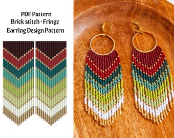 Bead Pattern for Brick Stitch Fringe Beaded Earrings | Bead Weaving Earrings Pattern | Instant Download PDF