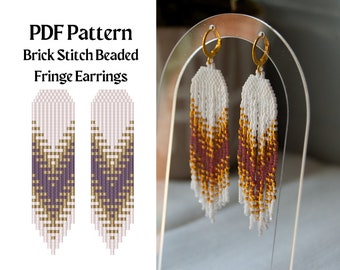 Bead Pattern for Brick Stitch Beaded Earrings | Bead Weaving Earrings Pattern | Instant Download PDF