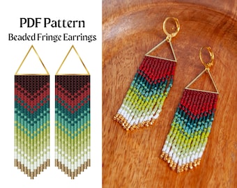 Bead Pattern for Brick Stitch Fringe Beaded Earrings | Bead Weaving Earrings Pattern | Instant Download PDF