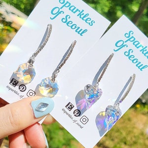 Swarovski Crystal Earring • Cubic Zirconia • Wedding Earring • Korean Earring • Rhodium Plated • Sterling Silver #31