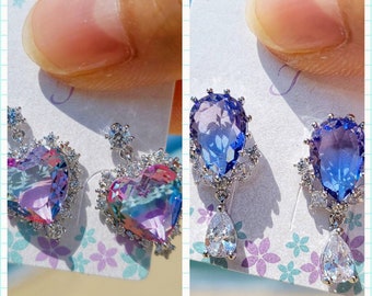 Gradation Cubic Zirconia Earring • Multicolor Earring • Transparent Earring • Korean Earring • Sterling Silver • Handmade #07