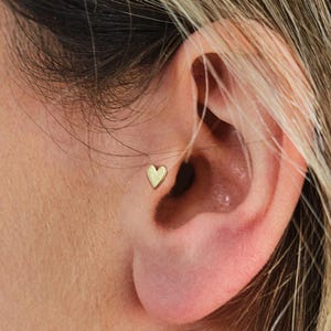 5mm/6mm/8mm Heart Push Pin Labret, Threadless Flat Back Earring, Tragus Stud, Flat Back Stud, Helix Stud, Cartilage Stud, Nose Stud