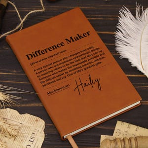 Difference Maker Journal, Custom Leather Journal, Appreciation Gift, Mentor Gift, Leader Gift