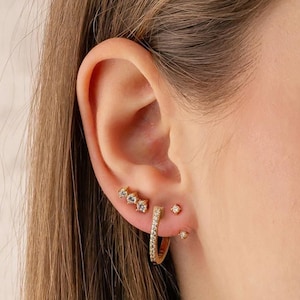 Front Back Earring Set, Ear Jacket, Dainty Ear Jacket, Gold Earrings, Ear Jacket Earrings, Minimal Earring, Cz Ear Jacket