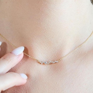 Elegant Diamond Smile Necklace for Wedding, Minimalist Diamond Necklace, Dainty Diamond Necklace, Wedding Necklace, Bridesmaid Gifts