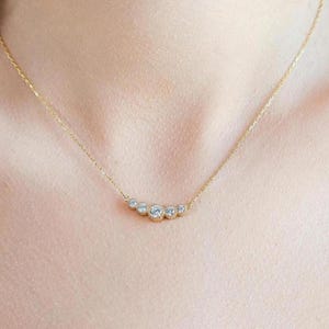 Tiny Gold Necklace, Dainty Gold Necklace, Gold Necklace, CZ Necklace, Simple Necklace, Minimalist Necklace, Gifts for Her, Dainty Necklace