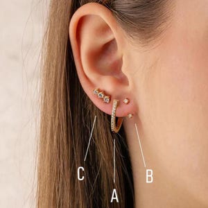 Ear Jacket, Front Back Earring Set, Dainty Ear Jacket, Gold Earrings, Ear Jacket Earrings, Minimal Earring, Cz Ear Jacket