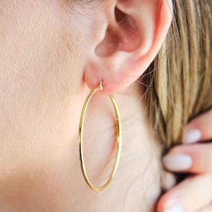 Dainty Hoop Earrings, Gold Filled Earrings, Minimalist Earrings, Classic Thin Hoops, Hypoallergenic Hoop Earrings, Lightweight Hoops