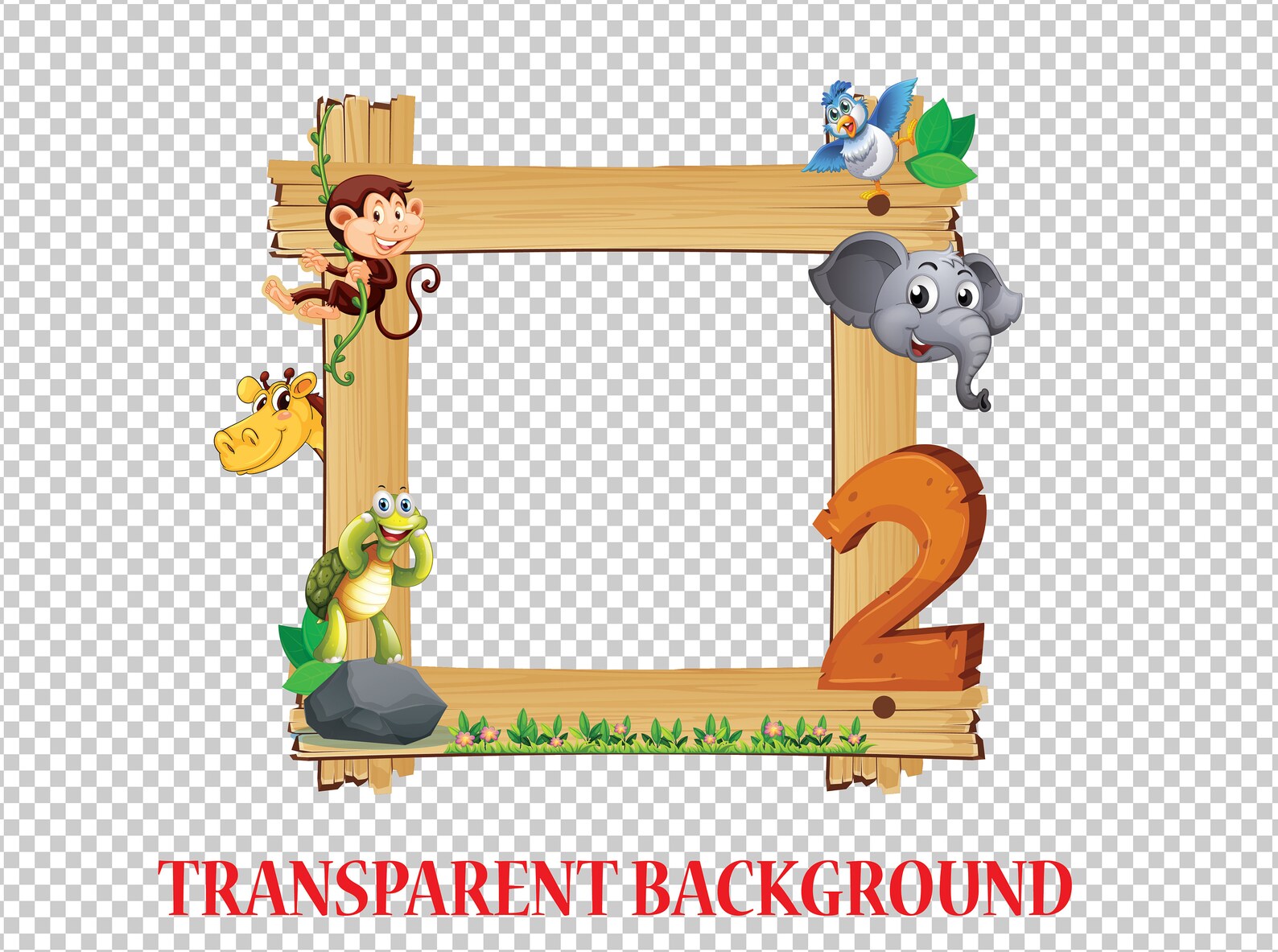 Animals Frame Png Jungle Animals Safari Animals Wooden Etsy