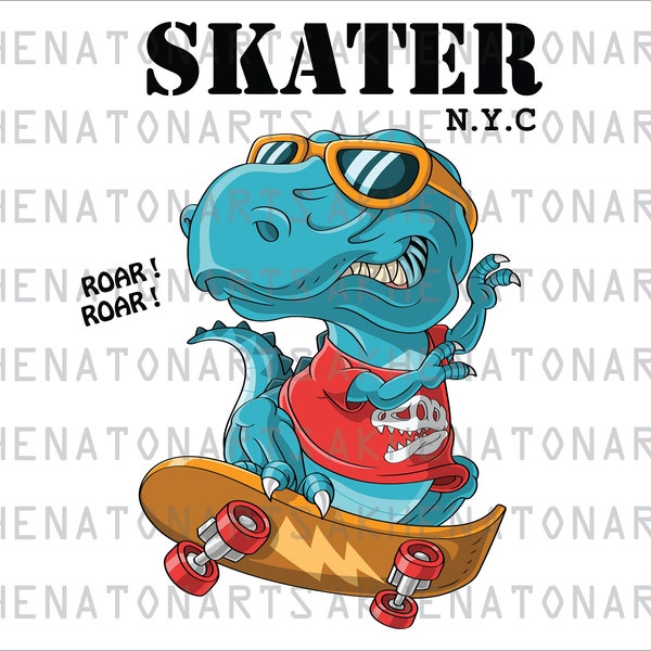 Skater Dinosaur, Dinosaur On Skateboard, Dinosaur T-Shirt Design, Skateboard Png, Cool Dino, Dinosaur, Sublimation Design, Digital Download