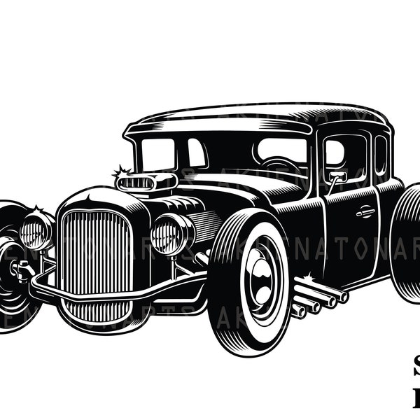 Classic Hot Rod Svg Png , Vintage Car , Retro Car , Car Svg , Hot Rod Cut Files , Classic Car , Digital Download