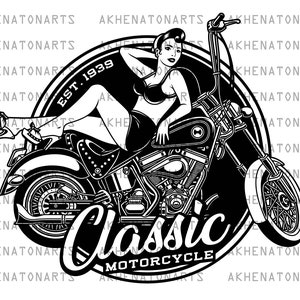 Motorcycle , Classic Motorcycle , Biker Girl , Motorcycle Biker , Vintage Motorcycle , Motorcycle Clipart , Digital Download